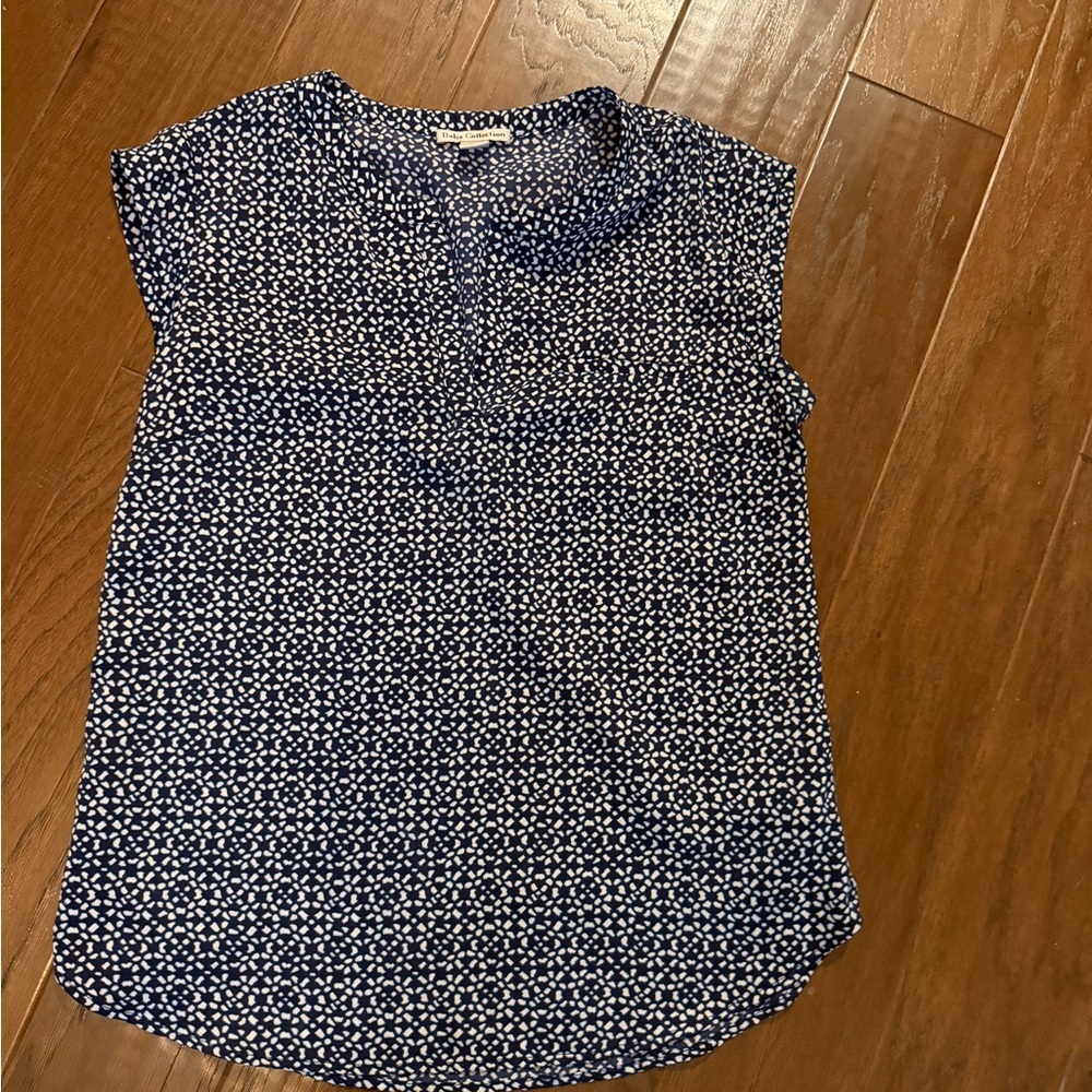 Dalia Collection Navy and White Blouse